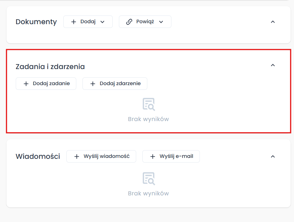Zadania i zdarzenia na dokumentach